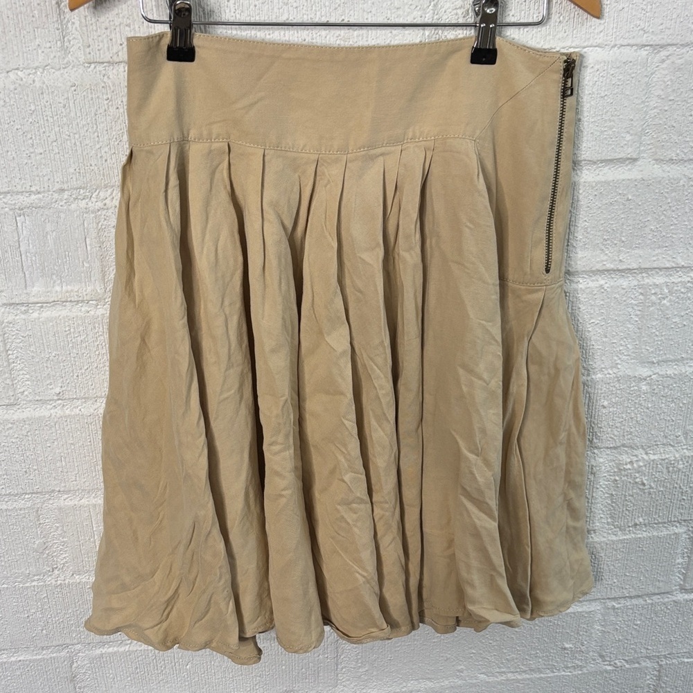 Anthropologie fei Linen Blend High Waisted A-Line Pleated Skirt sz 8